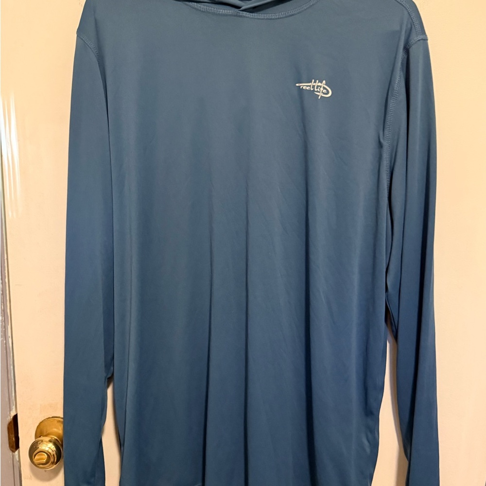 Reel Life Slate Blue Hooded Performance Top